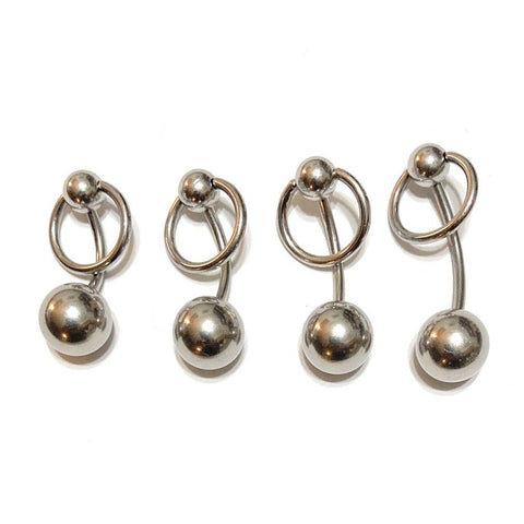 Surgical Steel Reversible SLAVE CHRISTINA 14g Barbell w Heaviest Ball.