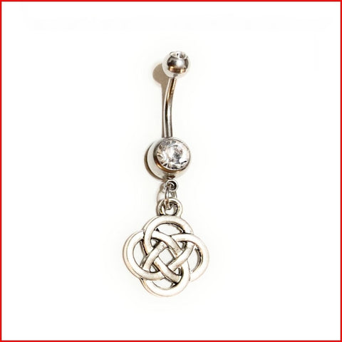 Surgical Steel Hand Crafted Irish Love Knots Navel Barbell.