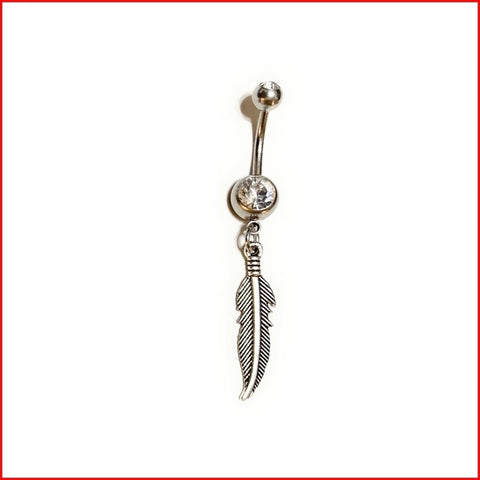 Surgical Steel Hand Crafted Leaf Navel Barbell.