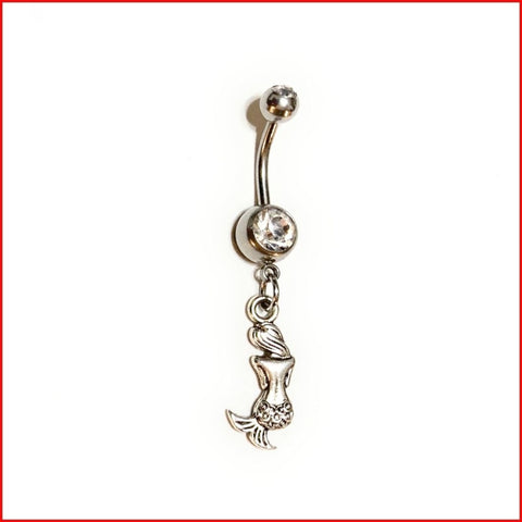 Surgical Steel Hand Crafted Shy Mermaid Navel Barbell.
