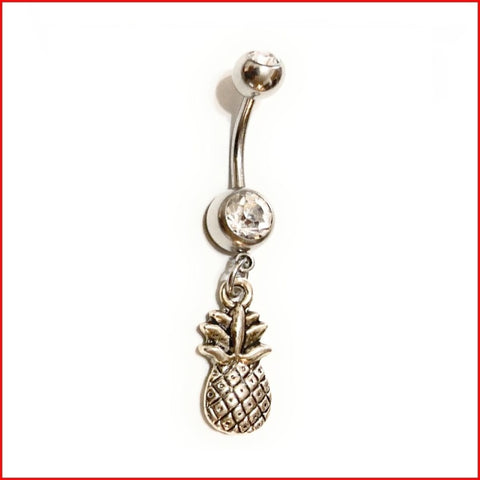 Surgical Steel Hand Crafted Pineapple Navel Barbell.