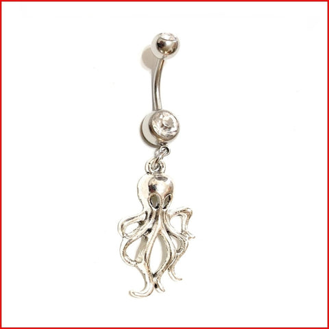 Surgical Steel Hand Crafted Octopus Navel Barbell.
