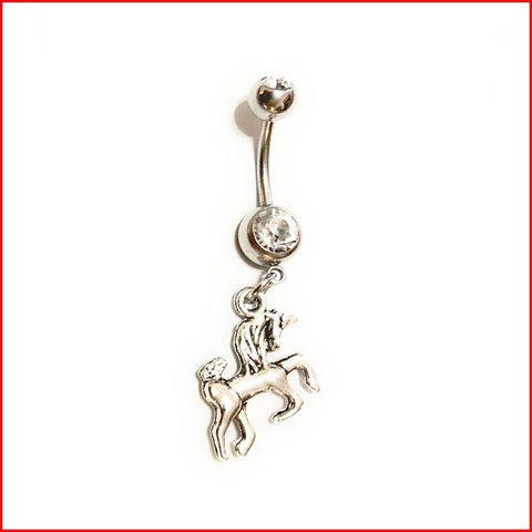 Surgical Steel Hand Crafted Unicorn Navel Barbell.