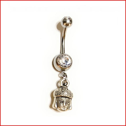Surgical Steel Hand Crafted Budddha Head Navel Barbell.