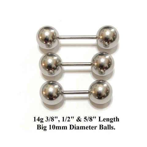 Surgical Steel 14g with 10mm Balls Frenum Barbell or Vagina Massager.