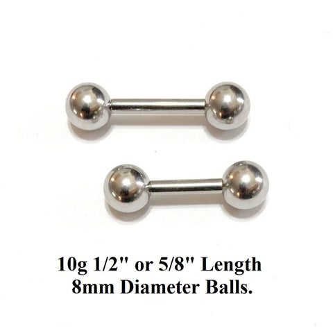 Surgical Steel 10g with 8mm Balls Frenum Barbell or Vagina Massager.