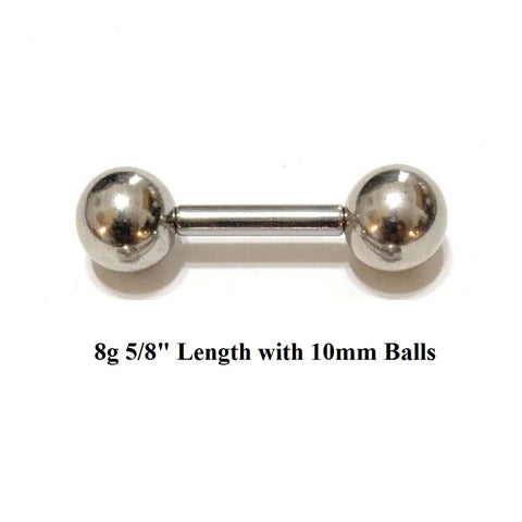 Surgical Steel 8g with 10mm Balls Frenum Barbell or Vagina Massager.