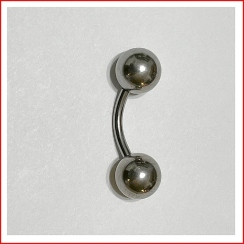 Stainless Steel 10g, 5/8" with TWO 12mm Big BALLS PA CURVE Barbell.