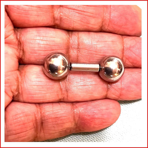 Surgical Steel 6g 1/2" Length with 1/2" Big Balls Frenum Barbell.