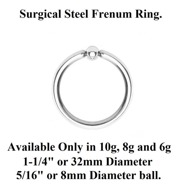 Sterilized Surgical Steel 10g 1-1/4" diameter FRENUM HOOP.