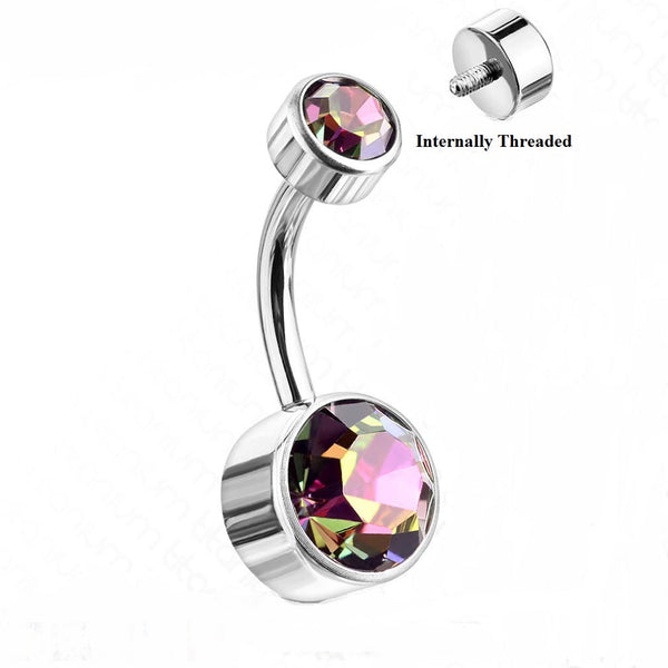 AB Swarovski Set in TITANIUM Grade 23 INTERNAL THREAD 8 & 10mm Length VCH barbells.