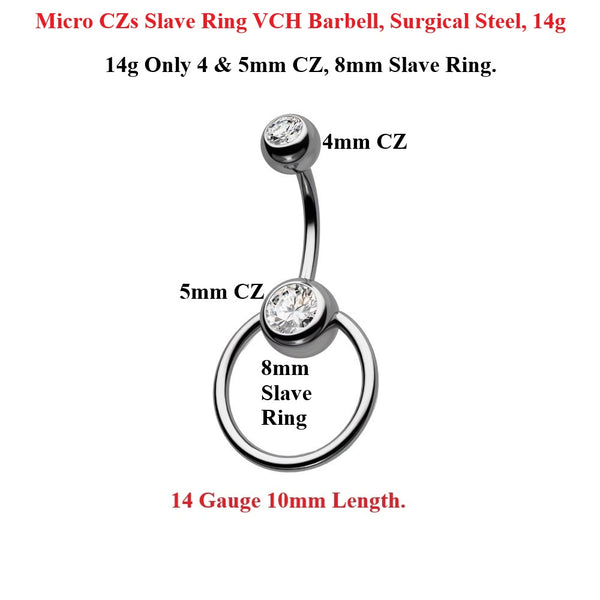 Surgical Steel MICRO CZs Slave Ring VCH Barbell.