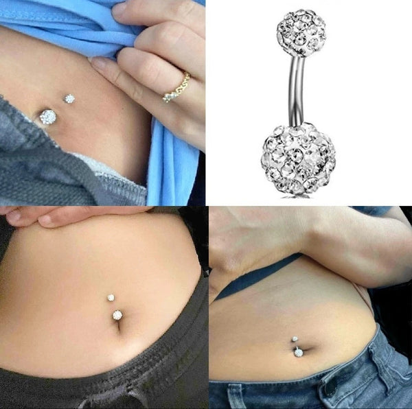 Surgical Steel 14g Epoxy epoxy  Clear Ferido Gems Navel Barbell.