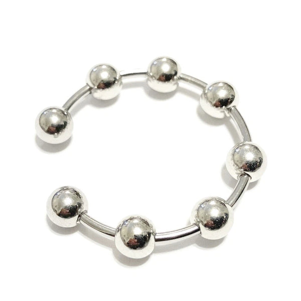 Handcrafted Stainless Steel 14 G, 1-1/4" Dia, 6mm Ball BEADED FRENUM Horseshoe.