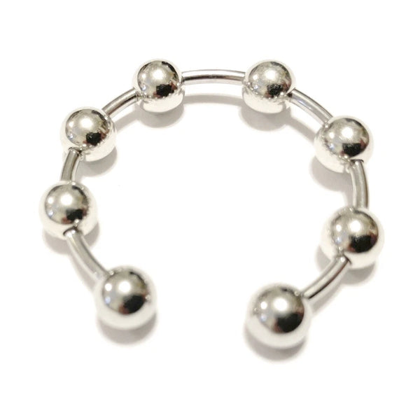 Handcrafted Stainless Steel 14 G, 1-1/4" Dia, 6mm Ball BEADED FRENUM Horseshoe.