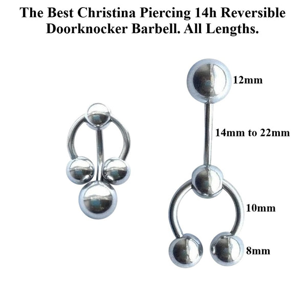 "The Best For Christina" Sterilize Surgical Steel REVERSIBLE 14g DOORKNOCKER Barbell.