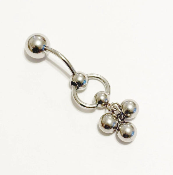 Surgical Steel Three Tickling Balls 4g VCH Barbell.