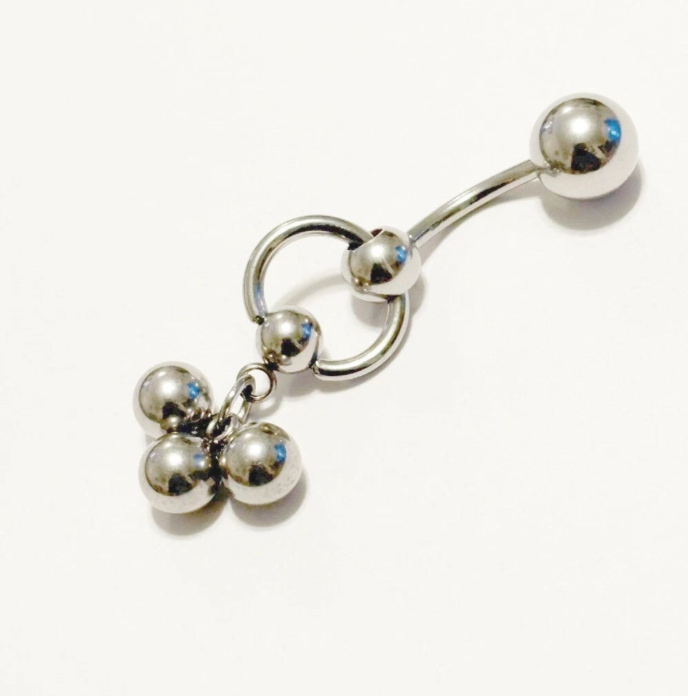 Surgical Steel Three Tickling Balls 4g VCH Barbell.