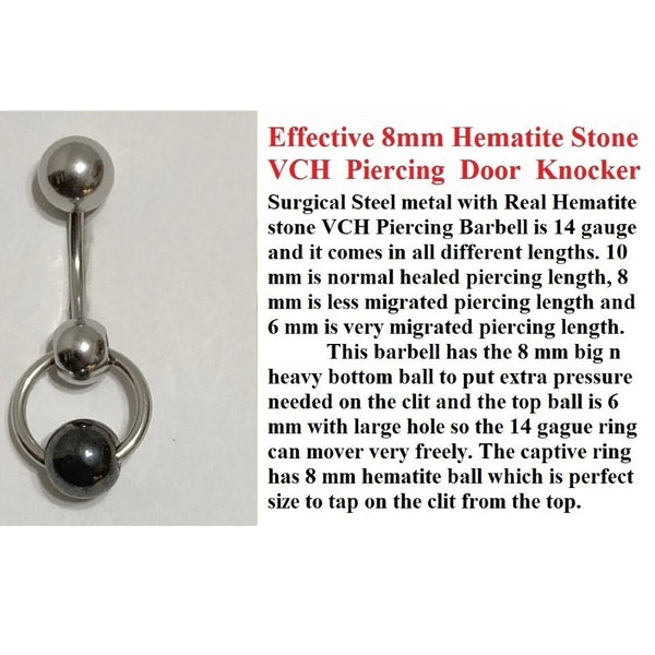 Surgical Steel Hematite Stone14g VCH Barbell.