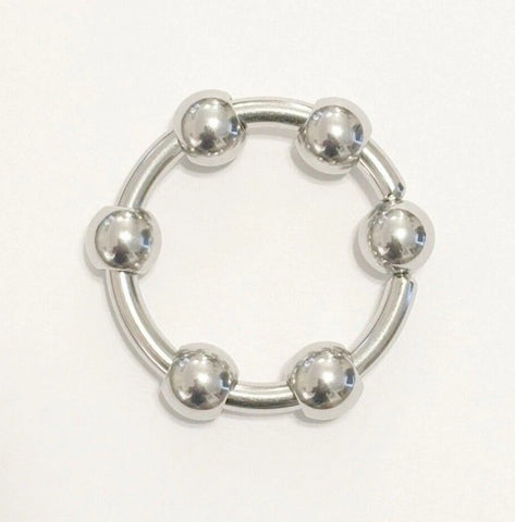 Stainless Steel 6 G, 1-1/4" Dia, 10mm Ball BEADED FRENUM HOOP.