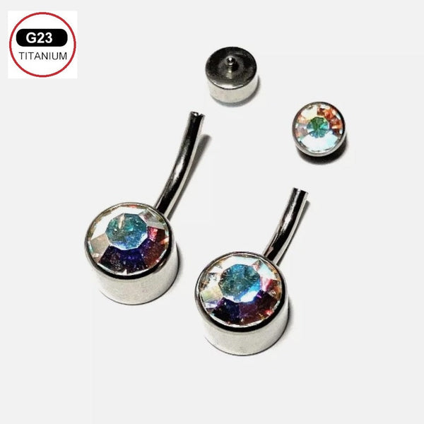 AB Swarovski Set in TITANIUM Grade 23 INTERNAL THREAD 8 & 10mm Length VCH barbells.