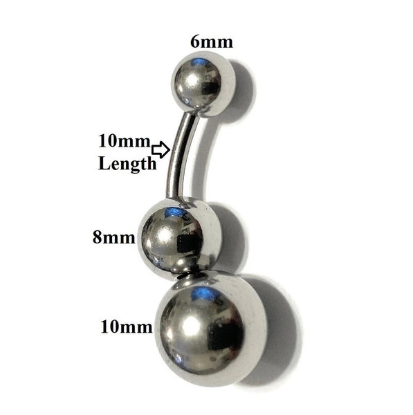 SLIDER 8mm BALL 14g Surgical Steel VCH Barbell with 6 & 10mm Balls.