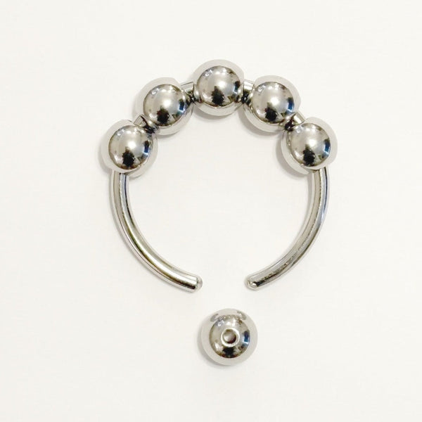 316L Surgical Steel 10g, 8g & 6g 1-1/4" Diameter BEADED FRENUM RINGS.