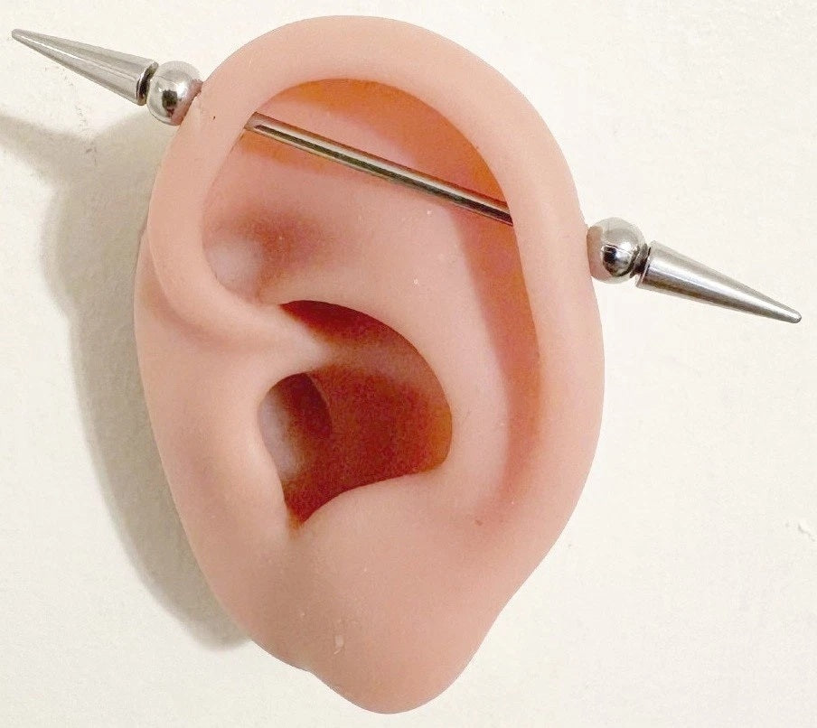 Surgical Steel Ball n Spike 14g Industrial Barbell.