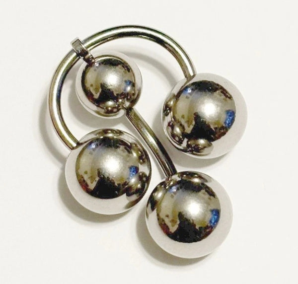 Surgical Steel Triple 10mm Solid Balls 14g VCH Barbell.