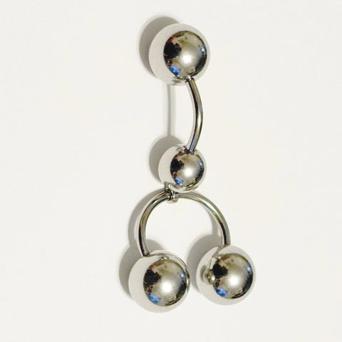 Surgical Steel Triple 10mm Solid Balls 14g VCH Barbell.
