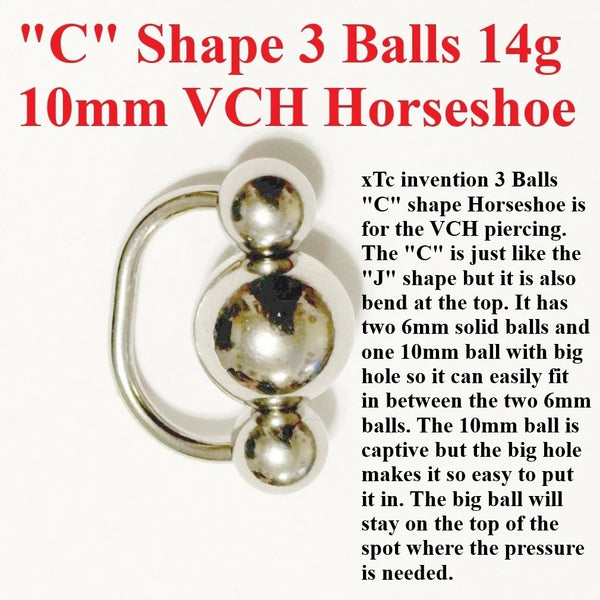 Surgical Steel 10mm Solid Ball 14g VCH Horseshoe.