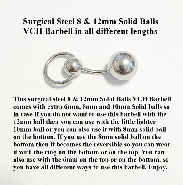 Surgical Steel 12mm Heaviest Ball 14g VCH Slave Barbell.