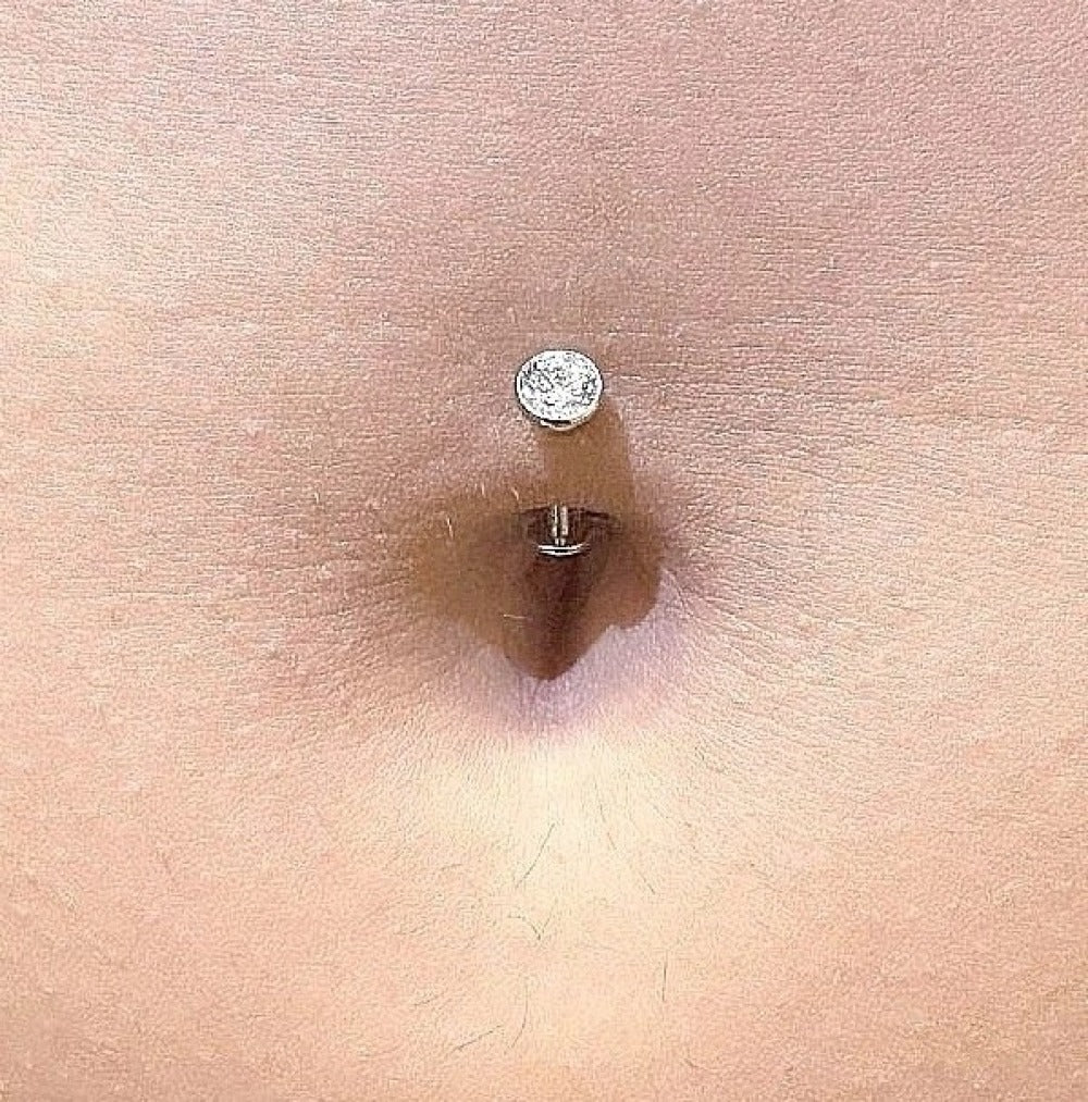 Surgical Steel 14g CZ Floating Navel Barbell.