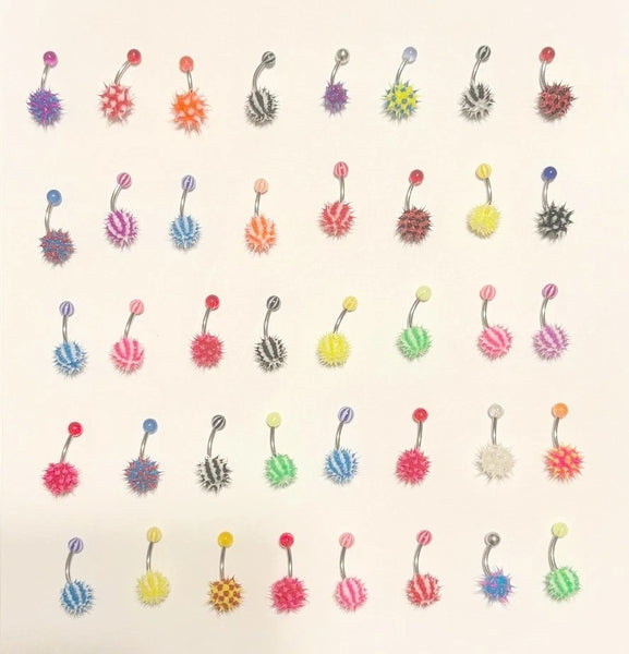 Surgical Steel Random Color Silicon 14g Navel Barbell.