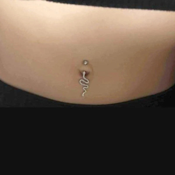 Surgical Steel 14g CZs Snake Navel Barbell.
