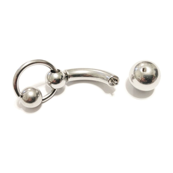 Surgical Steel 8g to 4g 5/8" PA CURVE BARBELL with SLAVE RING.