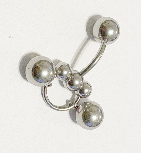 BALLS CLACKING: 316L Surgical Steel 14g REVERSIBLE VCH Barbell.