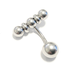 T-BAR Handcraft Surgical Steel 14g VCH Barbell with 8 & 10mm BALLS.