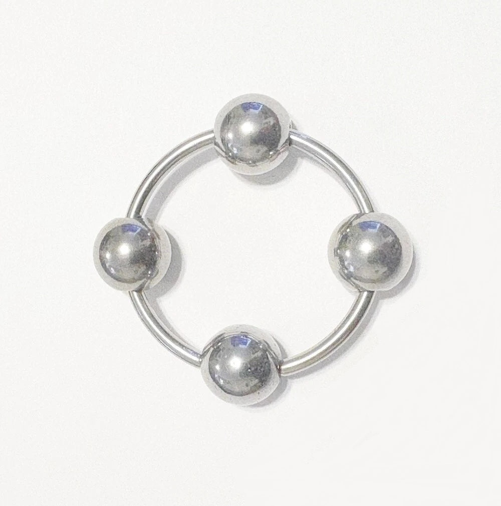 Surgical Steel 10g 35mm dia. with 4x1/2" dia. BEADED FRENUM HOOP.