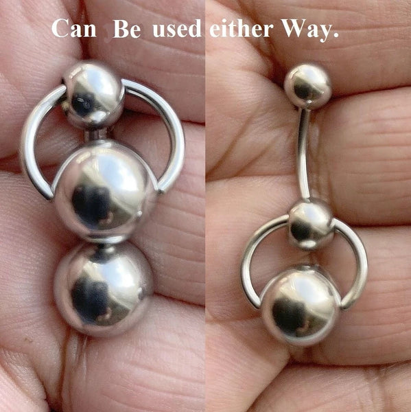 Surgical Steel Double 10mm Balls 14g VCH Barbell.