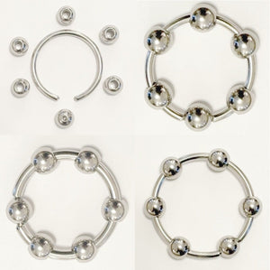 316L Surgical Steel 10g, 8g & 6g 1-1/4" Diameter BEADED FRENUM RINGS.