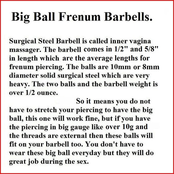 Surgical Steel 8g with 10mm Balls Frenum Barbell or Vagina Massager.