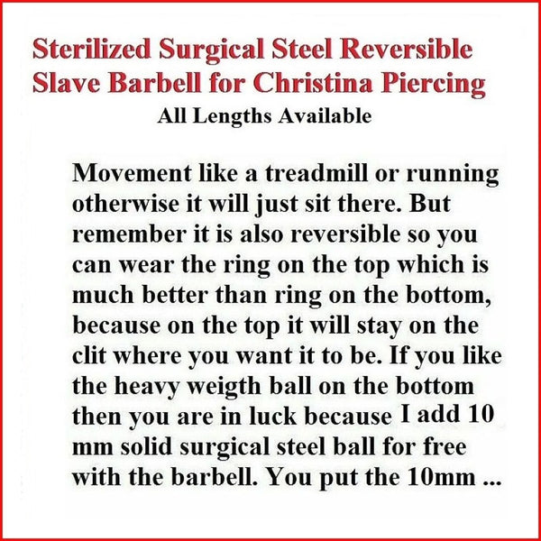 Surgical Steel Reversible SLAVE CHRISTINA 14g Barbell w Heaviest Ball.