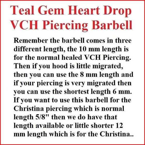 TEAL GEM HEART DANGLE VCH Barbell with Heavy Ball for EXTRA PRESSURE.