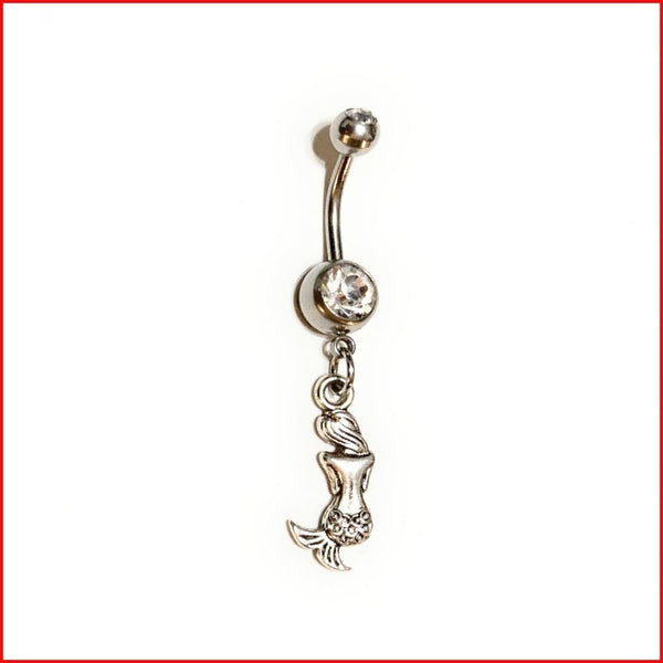 Surgical Steel Hand Crafted Shy Mermaid Navel Barbell.