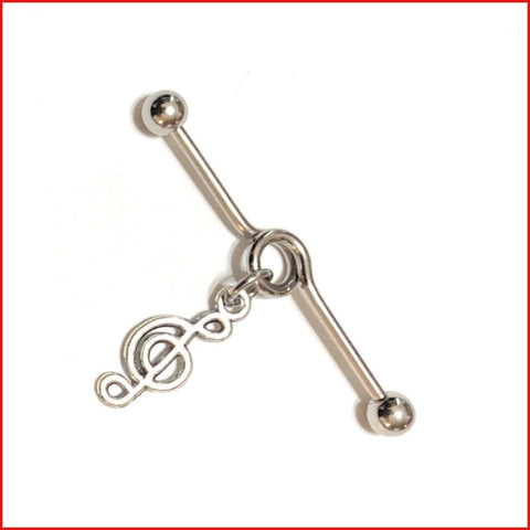 Surgical Steel Hand Crafted Music Note Industrial Barbell.