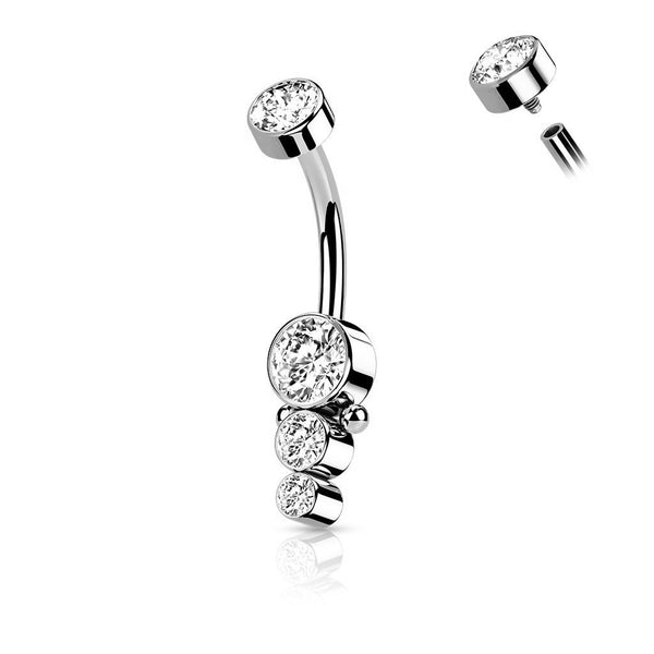 For Initial Piercing Surgical Steel INTERNALLY THREADED MICRO CZs VCH Barbell.