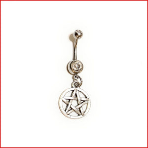 Surgical Steel Hand Crafted Pentagram Navel Barbell.