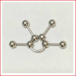 Surgical Steel14g 1-1/2" length 4 Piercings Industrial Barbell.