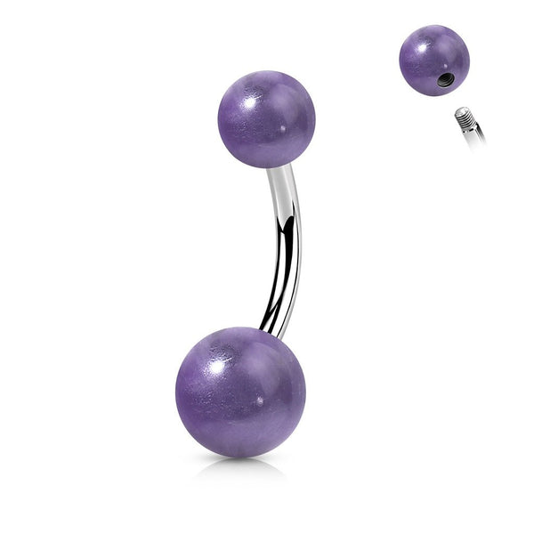 Surgical Steel Natural AMETHYST Stone 14g VCH Barbell.